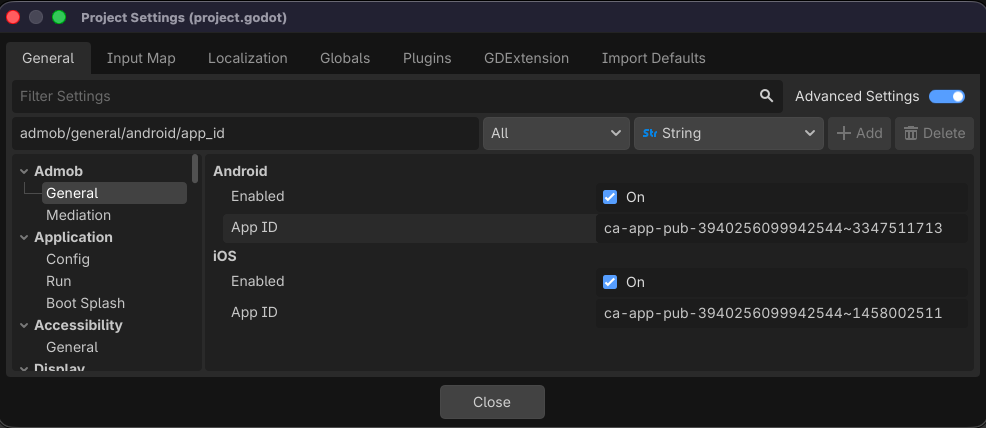 Project Settings